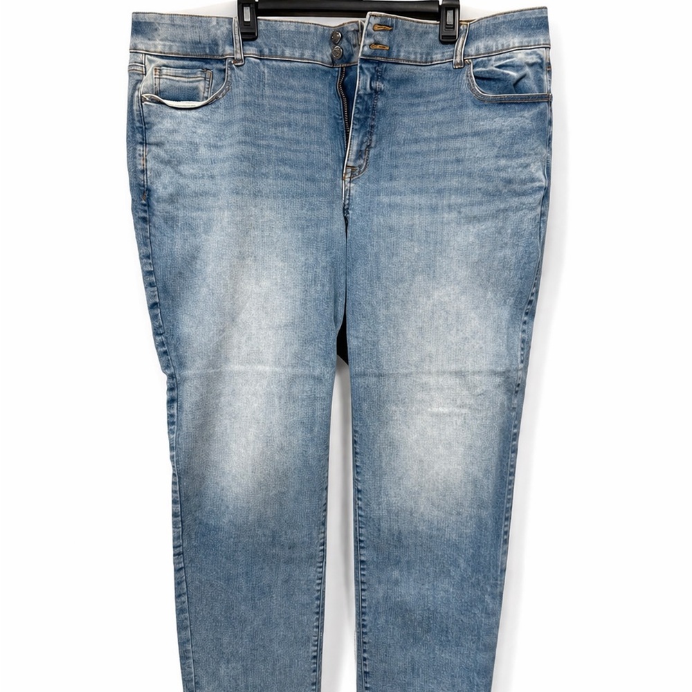 Lane Bryant Blue Denim Jeans with Gold Stitching Size 24